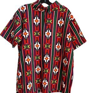 Vintage 90s Tribal Print Mock Turtleneck Pullover Medium